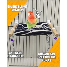 Aesco Cennet Papağanı Oyuncaklı Salıncak - Eğlenceli Kuş Salıncağı Siyah Beyaz