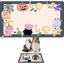 Aesco Monnhein  ve Su Evcil Hayvan Beslenme Matı, Kolay Temizlenen Emici Su Geçirmez Kumaş, Küçük Orta Boy ve Büyük Kedi ve Köpekler Için Dayanıklı Köpek Kedi Paspas (50X35, Halloween)