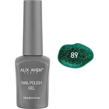 Aesco Alıx Avıen Işıltılı Yeni Yıl Yeşili Kalıcı Oje 89-Yoğun Renk Veren Jel Oje 12 Ml-Nail Uv Gel Polish 89