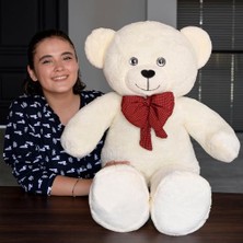 Aesco 100 cm Dev Pelüş,papyonlu Ayı,peluş,yumuşak ve Sevimli Büyük Boy Oyuncak,sarılmalık,papyonlu Ayıcık,sevgiliye Hediye Ayıcık,dev Ayı,büyük Boy (Krem)