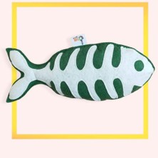 Aesco Yeşil Balık - Kedi Naneli (Catnipli) & Kedi Zilli Kedi Oyuncağı Kedi Yastığı - Dino Pet Oyuncak