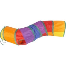 Aesco Renkli Kedi ve Köpek Oyun Tüneli – Katlanabilir Kıvrımlı Model – Uzun ve Esnek Yapı – Naylon Kumaş – Eğlenceli Evcil Hayvan Oyuncağı – 130X30X30 cm