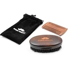 Aesco Sandal Ağacı Sakal & Bıyık TARAĞI,%100 Doğal Sandal Ağacı, Statik Elektriği Önler, Keseli Şık ve Taşınabilir Set (Sakal Fırçası ve Tarağı)