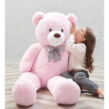 Aesco 160 cm Papyonlu Peluş Ayı-Dev Boy-Sevgiliye Özel Hediye - Yerli (Pembe)