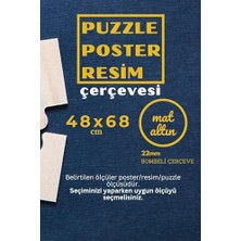 Aesco 22LIK Puzzle Poster Resim Çerçevesi Pvcli Postersiz Resimsiz Çerçeve (Eskitme Altın, 48X68)