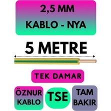 Aesco Öznur 2,5 mm Nya Kablo, 5 Metre, Sarı-Yeşil
