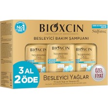 Aesco Bioxcin Besleyici Yağlar Şampuan 3 x 300 ml – Kuru ve Yıpranmış Saçlar Için, 9 Çiçek Yağı, Pantenol ve Biocomplex B11 Içerikli, Sülfatsız
