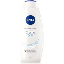 Aesco Nıvea Creme Soft Kremsi Dokunuş Banyo ve Duş Jeli 750 Ml, Vücut Nemlendirici, Badem Yağı, Pürüzsüz Cilt