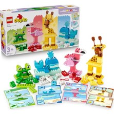 Aesco LEGO Duplo Hayvan Yapma Oyunu Eğitici Oyuncak 10472 | 3 Yaş ve Üzeri Çocuklar Için Resimli Kartlar ve 8 Hayvan Figürü Içeren Eğitici Oyuncak Yapım Seti, Hediye Fikri (94 Parça)