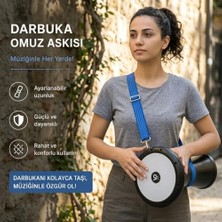 Aesco Profesyonel Darbuka Omuz Askısı, Ayarlanabilir, Kalınlaştırılmış, Sahne Tipi, Mavi, Konforlu Kullanım