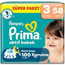 Die Grup Prima Aktif Bebek Süper Paket Bebek Bezi 3 Beden 58 Adet