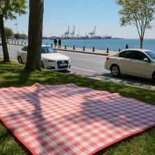 Aesco Pinterest Piknik Örtüsü 200X150 cm Su Geçirmez Çift Katlı Kamp ve Plaj Örtüsü (Kırmızı)