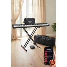 Aesco Midex PLX-100BK-ST Taşınabilir Dijital Piyano Tuş Hassasiyetli 88 Tuş Bluetooth Şarjlı (Stand Sustain Kulaklık Çanta Metod)