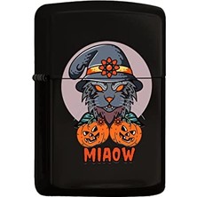 Aesco Happy Halloween Tasarımlı Renkli Baskılı Siyah Benzinli Metal Çakmak