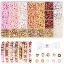 Aesco Yakl. 2680 Adet Heishi Boncuk Seti, 6 mm Polimer Kil Boncuk, 6 Renkli Kil Boncuk, Bileklikler, Bileklikler Için Kendin Yap Boncuklar, Kolyeler, Küpeler Için Elastik Ip ile Kendiniz Yapın