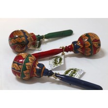 Aesco Ahşap Maracas Büyük Yuvarlak Uzak Doğu Müzik Aleti, Mahoni Ağacı, 27 cm x 8 Cm, Endonezya Bali El Yapımı