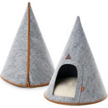 Aesco Beylini Kedi Evi Köpek Çadırı Katlanabilir Taşınabilir Demonte Kolay Kurulum Şık Dizayn Yaz Kış Isı Yalıtımı Minder ve Çantalı Pet Hayvan Genel Kullanım Medium Boy 45X45X50 cm Gri