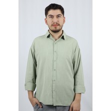 Dokulu %100 Pamuk Regular Fit Erkek Gömlek | Ventov Yeşil - Xl