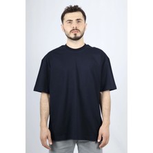 %100 Pamuk Premium Oversize Bisiklet Yaka Erkek Tişört | Ventov Lacivert - S