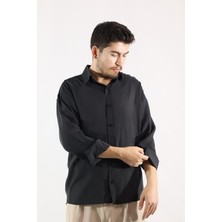 Dökümlü Relaxed Fit Erkek Gömlek | Ventov Siyah - Xl