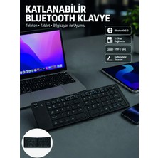 Elivora Katlanabilir Bluetooth Klavye 3 Cihaz Bağlantılı Kablosuz Taşınabilir Klavye