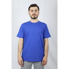 %100 Pamuk Regular Fit Bisiklet Yaka Erkek Tişört | Ventov Mavi - M