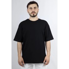 %100 Pamuk Oversize Bisiklet Yaka Erkek Tişört | Ventov Siyah - L