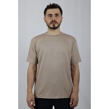 Regular Fit Bisiklet Yaka Erkek Tişört | Ventov Krem - L