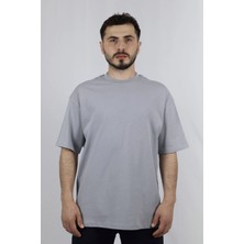%100 Pamuk Oversize Bisiklet Yaka Erkek Tişört | Ventov Gri - Xl