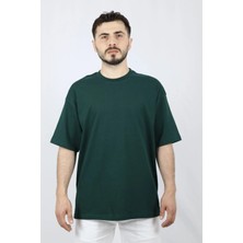 %100 Pamuk Oversize Bisiklet Yaka Erkek Tişört | Ventov Yeşil - S