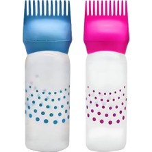 Aesco 2 Adet Saç Boyama Şişesi – Tarak Uçlu Uygulama Aparatı, Kademeli Renkli Plastik Sıkmalı Şişe Aplikatör Fırçası Saç Boyası Ev Salon Için 170 ml Pembe - Mavi