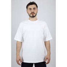 %100 Pamuk Oversize Bisiklet Yaka Erkek Tişört | Ventov Beyaz - M
