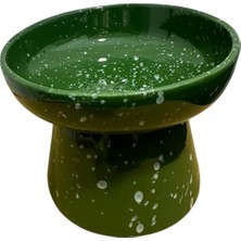 Aesco Aee® Eğimli Yüksek Seramik  ve Su Kabı – Ergonomik Kedi Köpek  Kabı | 14 cm Yükseklik, 13 cm Genişlik | Sağlıklı, Dayanıklı, Kolay Temizlenebilir | Boyun ve Omurga Dostu (Yeşil)