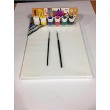 Aesco Tual Seti 25X35 Tual 6 Renk Guaj Boya 2 No Fırça 7 No Firça T.s