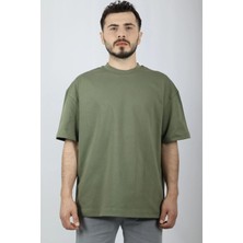 %100 Pamuk Premium Oversize Bisiklet Yaka Erkek Tişört | Ventov Haki - S