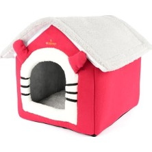 Aesco Gobypet Klasik Çatılı Katlanabilir Kedi Evi ve Küçük Irk Köpek Yatağı – Fermuarlı Çıkarılabilir Üst Bölüm, Minderli Peluş Iç Mekan Kedi Yuvası, Taşınabilir Kulübe