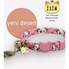Aesco Caramelos Güvenlik Kilitli Kedi Tasması, Isimli Kedi Tasması, Kedi Isimlik, Kedi Künyesi, Safety Click Desen 7-Standart