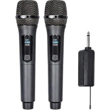 Aesco YK-MC448 Çift El Kablosuz Mikrofon Seti – 2.4g Uhf Wireless, 50 M Menzil, Alıcılı, Sahne Sunum Karaoke Uyumlu