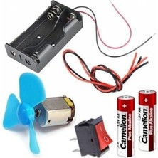 Aesco Arduino 3V Motor Pervane Pil Kutusu Anahtar Deney Seti Eğitici Oyuncak Motoru R130 Mini Elektrik Motoru