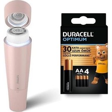 Aesco Philips 5000 Serisi Yüz Epilasyon Cihazı, BRR454/00 + Duracell Optimum Aa Alkalin Kalem Piller, 1,5 V LR6/MN1500, 4’lü Paket
