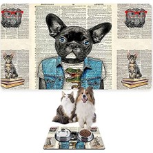 Aesco Monnhein  ve Su Evcil Hayvan Beslenme Matı, Kolay Temizlenen Emici Su Geçirmez Kumaş, Küçük Orta Boy ve Büyük Kedi ve Köpekler Için Dayanıklı Köpek Kedi Paspas (50X35, Gazete Köpek)