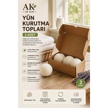 Orvessa Yün Kurutma Topu, Makine Için 3'lü Set Çamaşır Kurutmalık