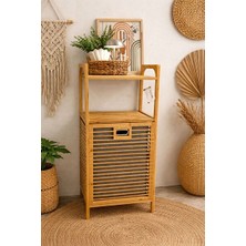 Orvessa Raflı Bambu Kirli Sepet - 30X40X95 cm Geniş ve Hafif Çamaşır Sepeti