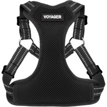 Aesco Voyager Ayarlanabilir Köpek Koşum Takımı, Yansıtıcı Şeritli, Yürüyüş, Koşu Için, Ağır Hizmet Tipi, Tam Gövde, Çekmez, D Halkalı, Nefes Alabilir, Her Hava Koşuluna Uygun, Siyah