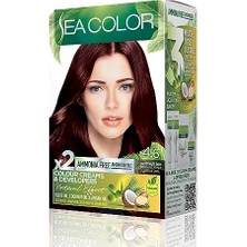 Aesco Sea Color Amonyaksız, Vegan, Doğal, Besleyici Kalıcı Saç BOYASI%100 Beyaz Kapama (1 Paket 2 x 50 ml Boya & Oksidan) (Kestane Kızılı 4.6)