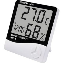 Aesco Promosyonca Dijital Termometre Sıcaklık ve Nem Ölçer Higrometre, Masa Tipi Alarm Saatli, Htc-1 Model