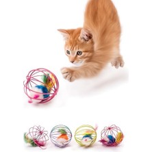 Aesco Busstier Metal Kafesli Peluş Fareli Kedi ve Köpek Oyuncağı – 6 cm Eğlenceli Oyun Topu