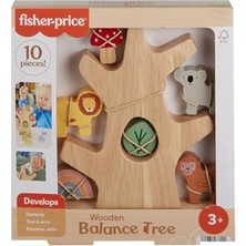 Aesco Fisher-Price 3 Yaş ve Üzeri Çocuklar Için Gelişime Yardımcı 10 Parçalı Üst Üste Dizilebilir Ahşap Denge Ağacı, HXT87