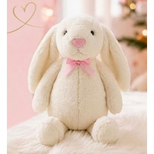 Aesco Uyku Arkadaşım Papyonlu Uzun Kulak Bunny Peluş Tavşan 65 cm Beyaz