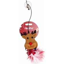 Aesco Noel Temalı Kedi Oyuncağı Geyik Figürlü – Tüylü Kuyruklu ve Zilli Tasarım – Askılı Kedi Oyuncağı – Kedilerin Avlanma Içgüdüsünü Destekleyen Eğlenceli Oyuncak